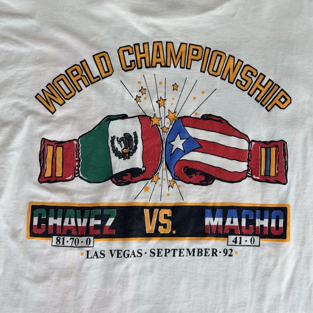 1992 Julio César Chávez vs. Hector "Macho" Camacho T-Shirt White Men's Size L - Picture 4 of 10